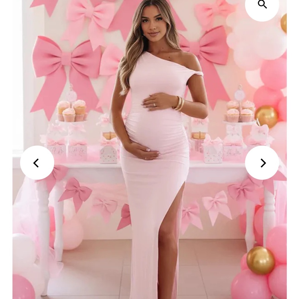 Elegant Pink One-Shoulder Maternity Dress